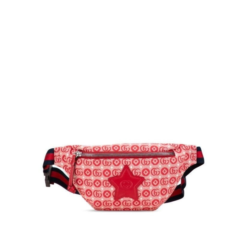Gucci Children's GG Logo Star Waist Bag Canvas Leather Belt Bag Red